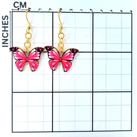 Whimsical Butterfly Dangle Earrings – Spring Summer Jewelry - Picture 3 of 4